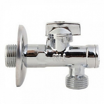 Кран сантехнический угловой TIM DN-15 НхН(MM 1/2"), отраж, с фильтром, руч, хром[1/60]