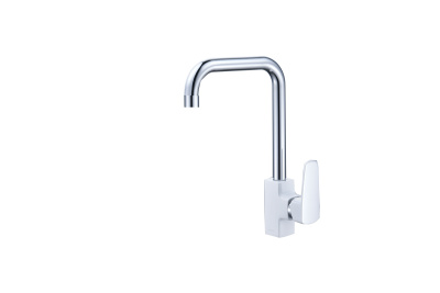 Смеситель для кухни AQUATTRO Q01-3350 одноруч, высок/изл 17см, гайка, бел мат, б/подв [1/10]