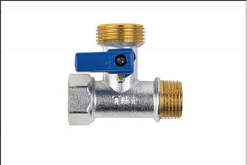 Кран трехходовой (стиральной машины) TIM DN-15 НхНхВ(MMF 1/2"x3/4"x1/2"), руч, никель[1/60]