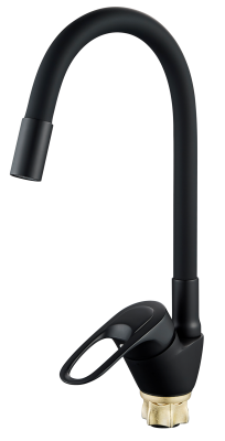Смеситель для кухни ALOUTE A3193Н-2 одноруч,с гибк  излив 24см,гайка,черный мат[1/10]