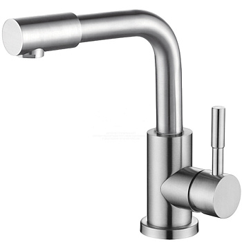 Смеситель для умывальника OUTE T40371 одноруч, излив 15 см, гайка, нерж [1/10]