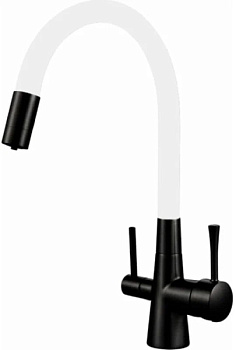 Смеситель для кухни OUTE T60003BH-0 одноруч, с высоким гибким изливом, выход фильтр, белый [1/5]