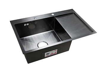 Мойка нержавеющая врезная OKATANA 780х510х200х0,8, с сушилкой справа,квадрат графит [1/3]