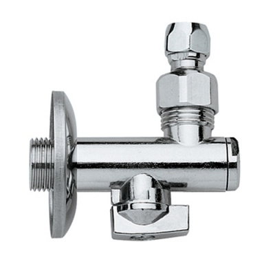 Кран сантехнический угловой TIM DN-15 НхН(MM 1/2"xМ10), отраж, с фильтром, для смесителя, хром[1/50]