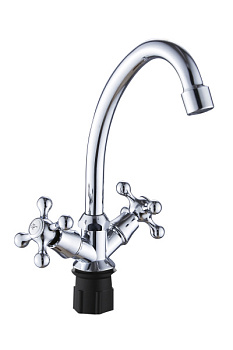 Смеситель для кухни AQUATTRO Q01-1451 двуруч, выс изл12см, гайк, б/подводки [2/20]