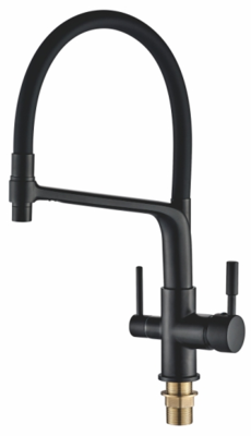 Смеситель для кухни ALOUTE A61313H-2 одноруч,с гибк излив 19,5см,вых под фильтр,гайка,черн мат[1/5]