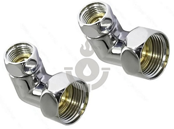 Соединение полотенцесушителя угловое TIM F3/4" x F1/2", хром, пара [1/20]