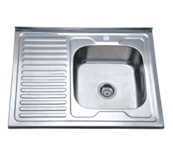 Мойка нержавеющая накладная AQUATTRO 800х600х180х0,8, с сушилкой слева,квадрат,глянцевая[1/10]