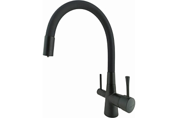 Смеситель для кухни OUTE T60003BH-2 одноруч, с высоким гибким изливом, выход фильтр, черный[1/5]