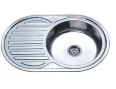 Мойка нержавеющая врезная AQUATTRO 770х500х160х0,6, с сушилкой слева,овальная, глянцевая[1/12]