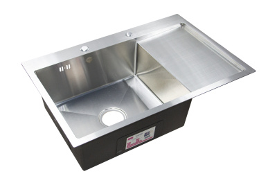 Мойка нержавеющая врезная OKATANA 780х510х200х0,8, с сушилкой справа,квадрат,сатин [1/3]