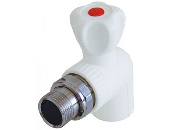 Кран шаровой радиаторный разъёмный AQUATTRO PPR НР, угловой, шар латунь