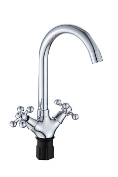 Смеситель для кухни AQUATTRO Q01-2050 двуруч, с высок изл 15 см, гайка, без подводки [1/10]