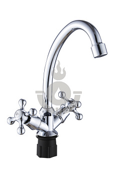 Смеситель для кухни AQUATTRO Q01-1451 двуруч, выс изл12см, гайк, б/подводки [2/20]