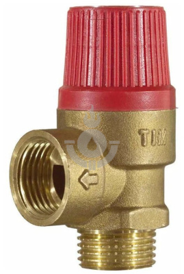 Клапан предохранительный мембранный, TIM, ВР(F)хНР(M), 1/2", 6 атм, красный, латунь[10/60]