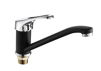 Смеситель для кухни AQUATTRO Q01-3152 одноруч, кор/изл 14см, гайка, чер мат, б/подв [1/10]