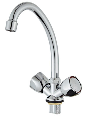 Смеситель для кухни AQUATTRO Q01-1050 двуруч,с высок изливом 12 см,гайка, б/подводки [2/20]