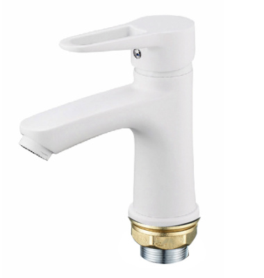 Смеситель для умывальника AQUATTRO Q01-3551 одноруч, изл 11см, гайка, бел мат, б/подв [1/10]